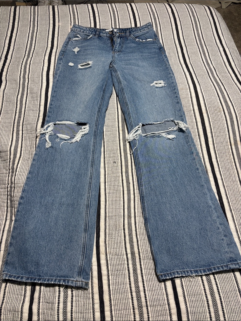 Flying Monkey Light Blue Distressed Wide-Leg Jeans